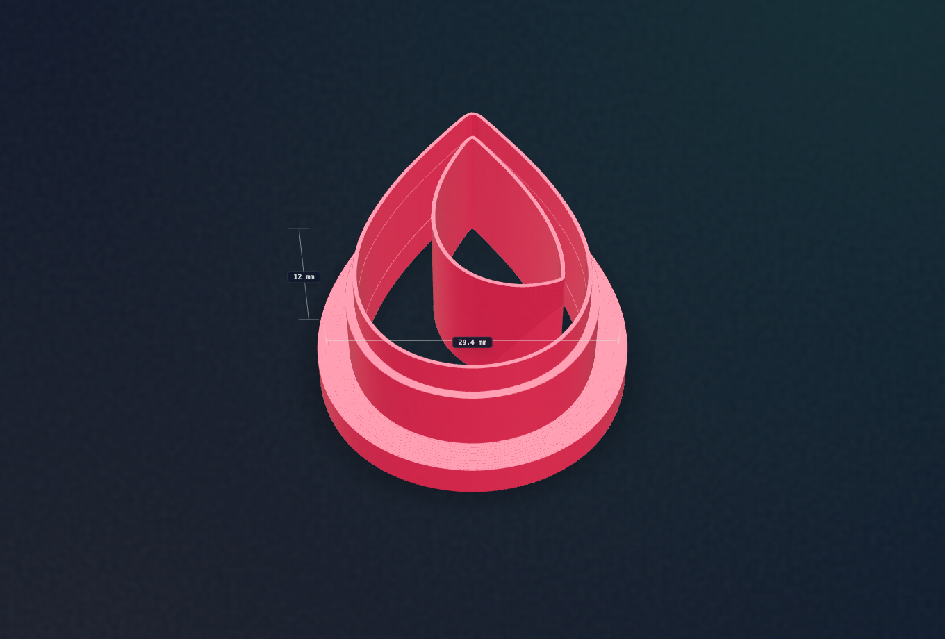 Tapered Teardrop 3D Polymer Clay Cutter