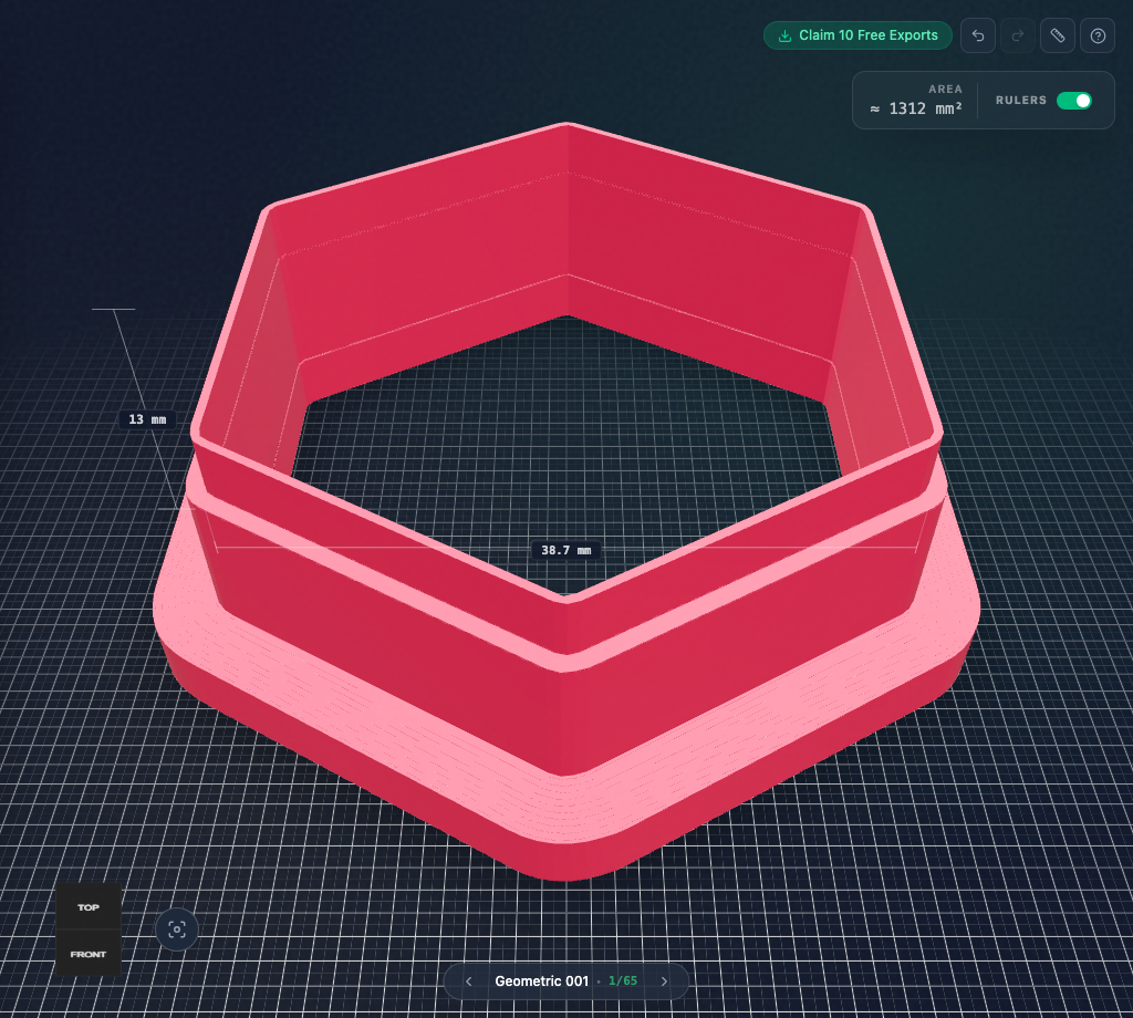 3D Model of Hexagon Cutter with Beveled Walls
